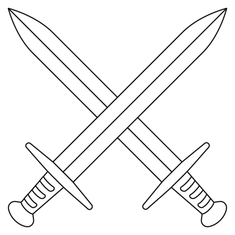 Crossed Swords Emoji Coloring Page